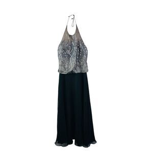 Arianna Black Gray Silver Sequin Formal Gown Size 8‎